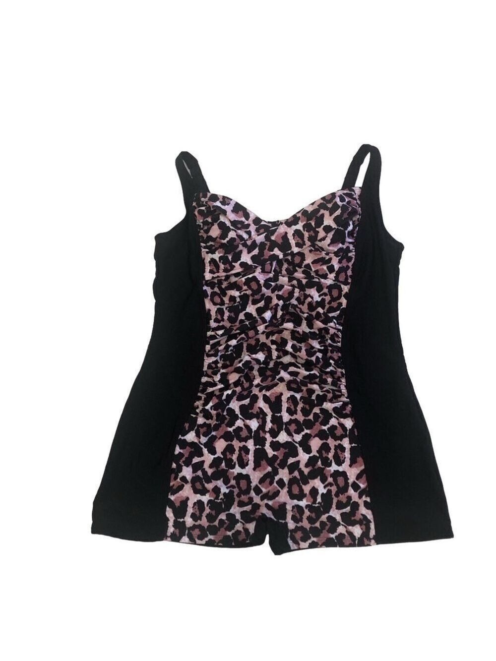 Pink and Black Animal Print swimsuit. One piece. Boy legs. Ruched front Size 3XL